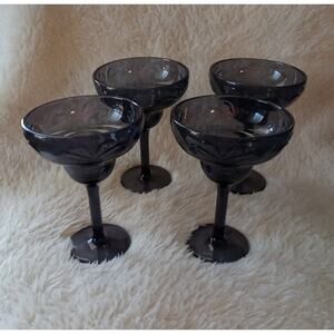Set 4 Margarita Bar Glasses Acrylic Blue Color Opal House